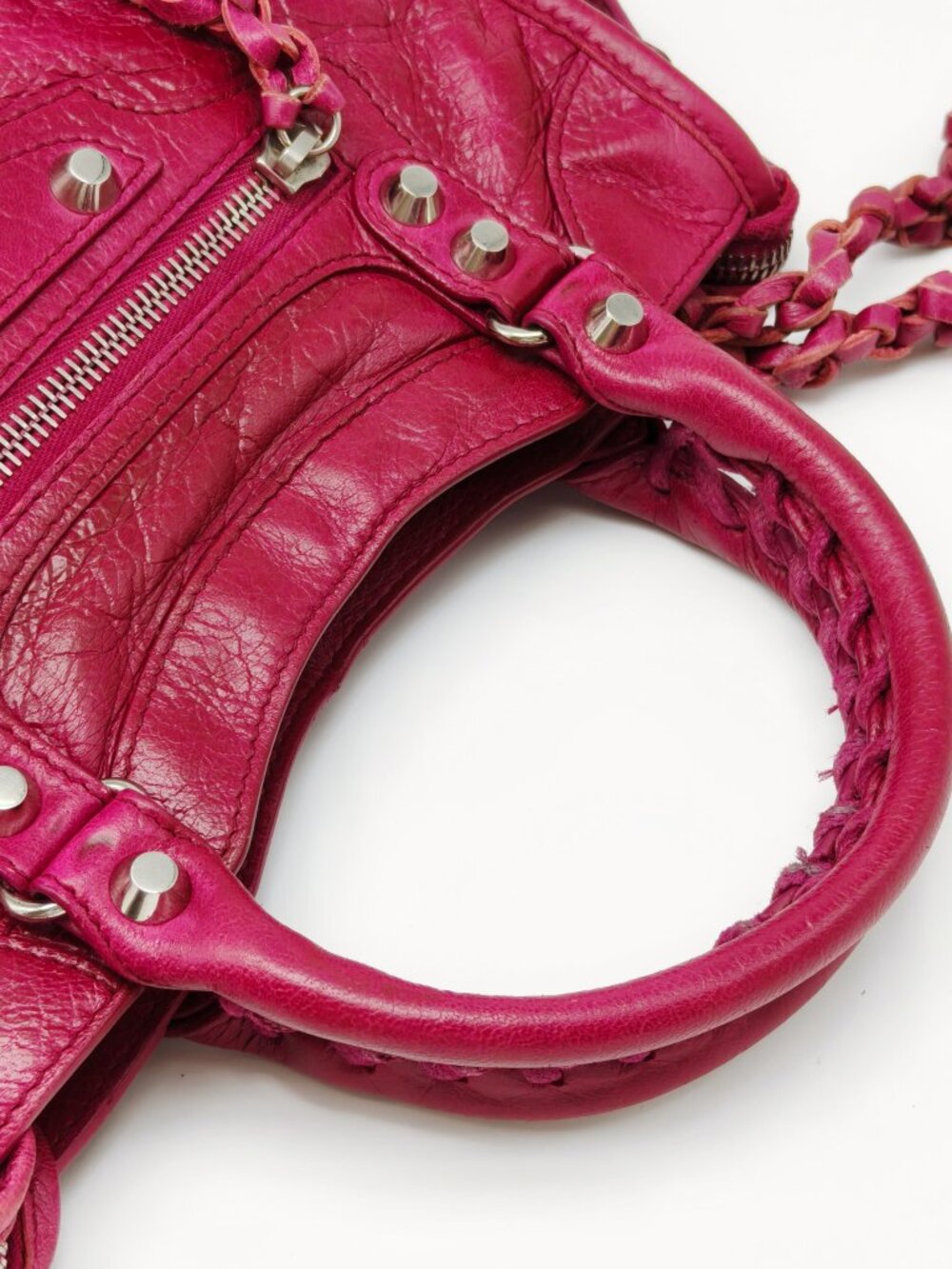 Balenciaga Motocross First Mini City Magenta Pink Leather Crossbody Shoulder Bag - Picture 8 of 13